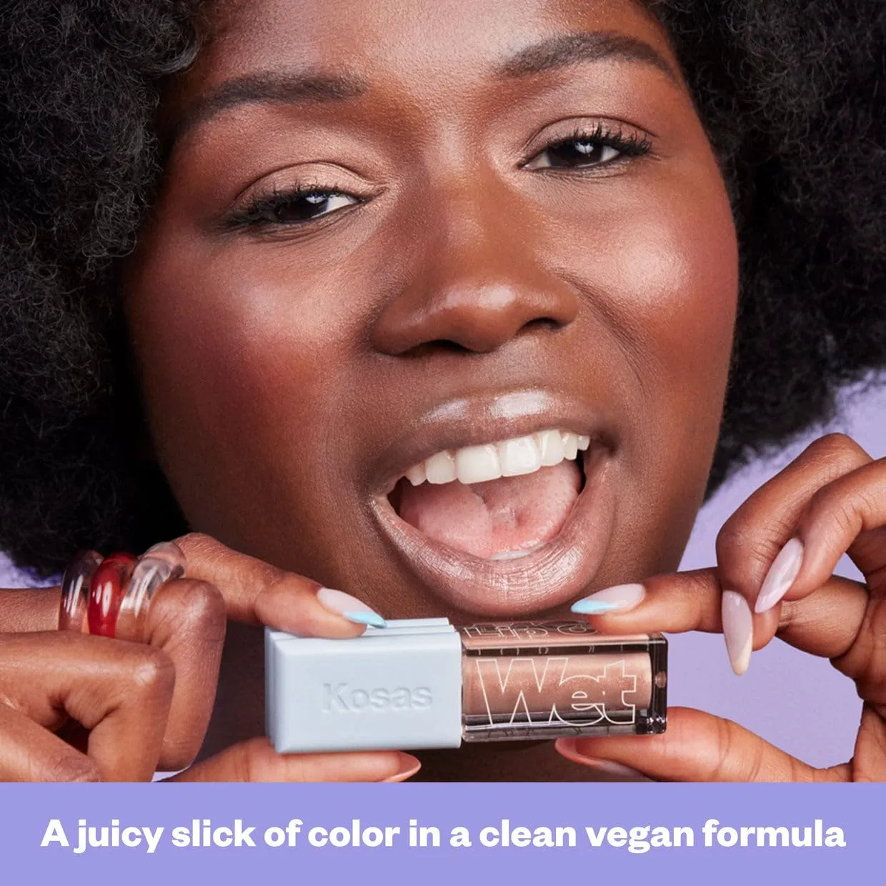 Kosas Wet Lip Oil Gloss - Hydrating Lip Plumping Treatment with Hyaluronic Acid & Peptides, Non-Sticky Finish (Unzipped)