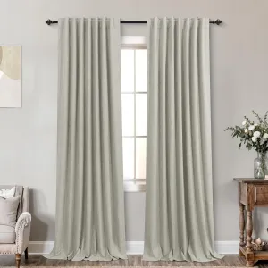KOUFALL Rustic Country Curtains for Living Room,Greige Dark Beige Blackout Faux Flax Linen Look Burlap Curtains Farmhouse for Bedroom 84 Inches Long