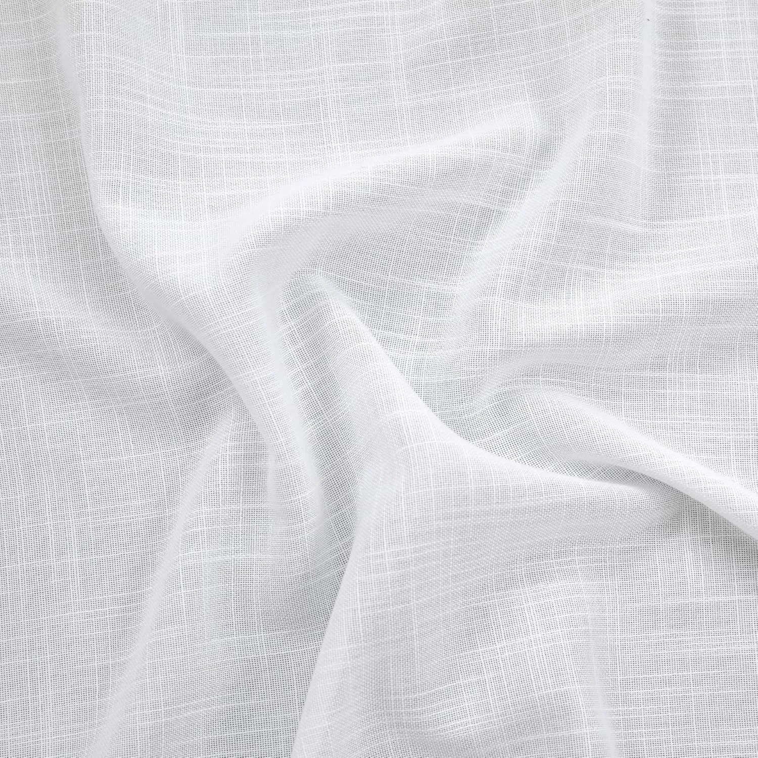 KOUFALL White Linen Curtains 84 Inches Long 2 Panels,Sheer Semi Light Filtering Tab Top Tie Loops Cotton Boho Farmhouse Ruffle Curtains for Bedroom Living Room 7 FT Length
