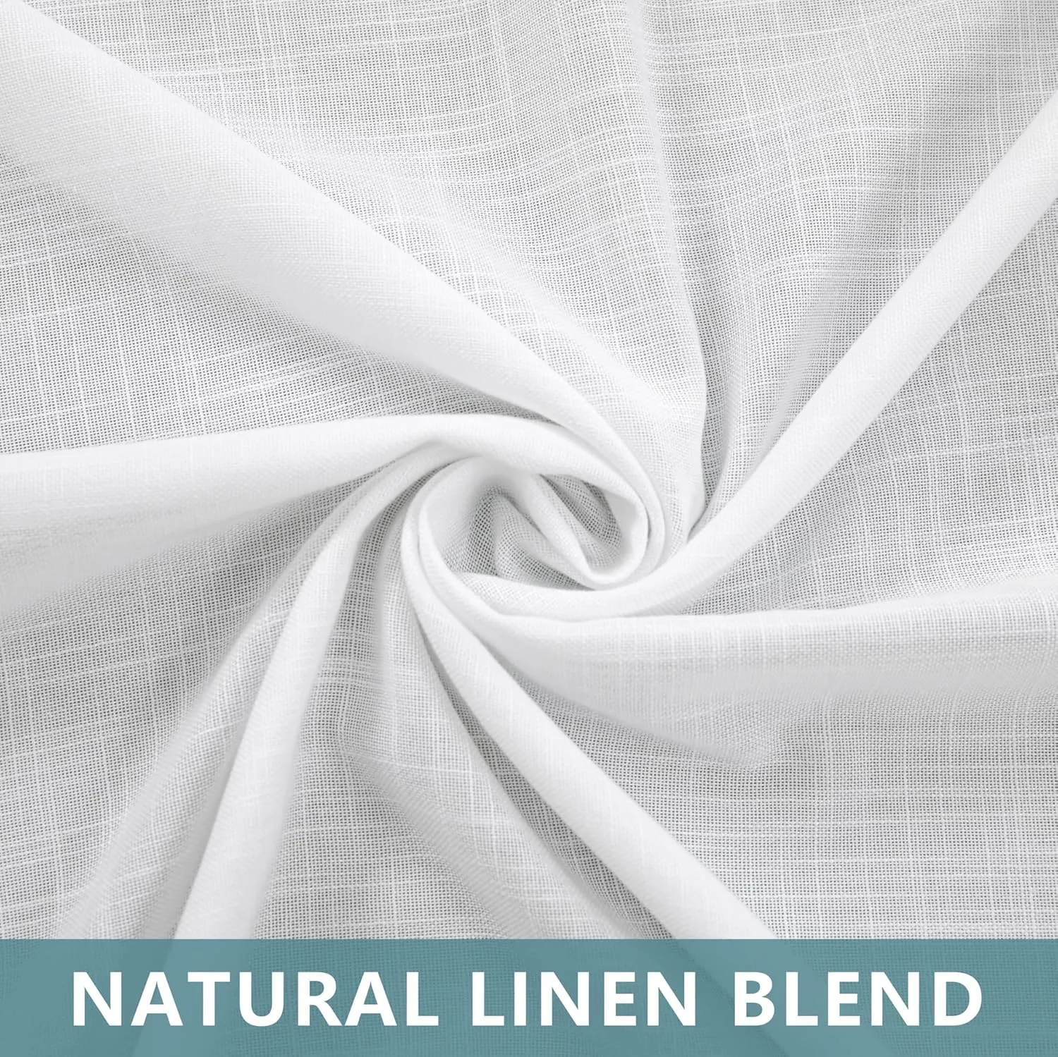 KOUFALL White Linen Curtains 84 Inches Long 2 Panels,Sheer Semi Light Filtering Tab Top Tie Loops Cotton Boho Farmhouse Ruffle Curtains for Bedroom Living Room 7 FT Length