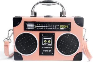 KUANG! Women Retro Radio Shaped Clutch Hundred Dollar Bill Box Shoulder Bag Elegant Evening Crossbody Handbag