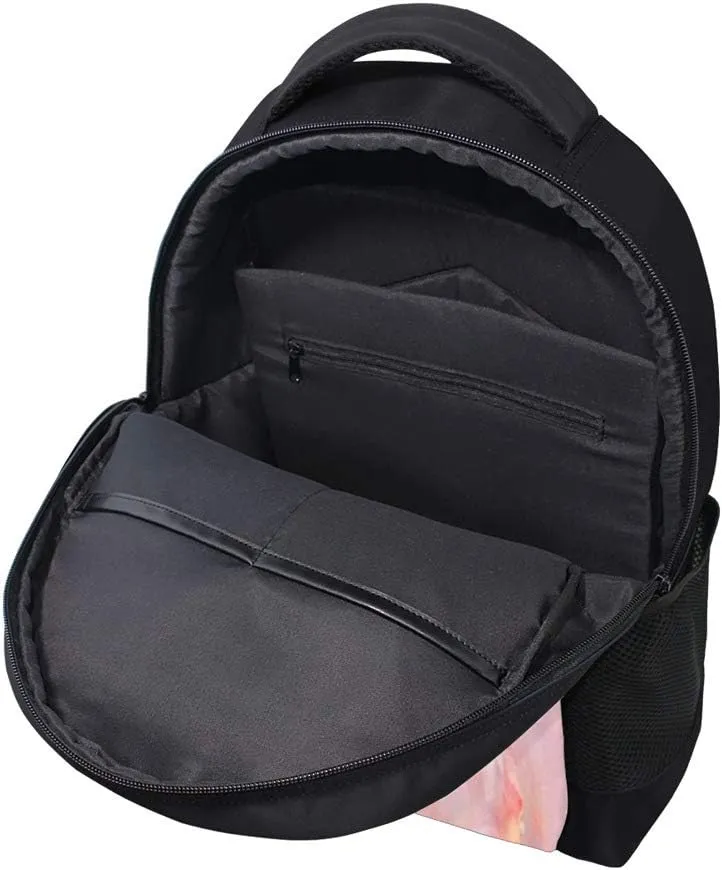 Kuizee Classic Backpack Schoolbag Adjustable Padded Shoulder Straps Daypack ﻿Pink Onyx Crystal Marble Texture Casual Bags Durable College Daily 16Inch
