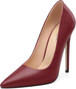 KUOARN Heels for Women Stiletto High Heel Pointed Closed Toe 4.7 Inch Slip on Pumps Sexy Dating Party Evening Dress Shoes