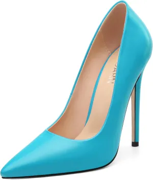 KUOARN Heels for Women Stiletto High Heel Pointed Closed Toe 4.7 Inch Slip on Pumps Sexy Dating Party Evening Dress Shoes