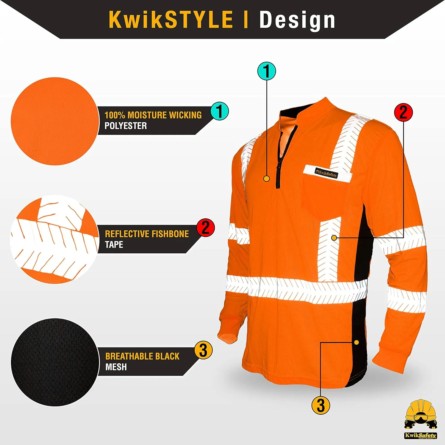 KwikSafety - Charlotte, NC - Premium Long Sleeve Safety Shirts [Crew Neck, Button & Zip Collar] Class 3 ANSI Tested OSHA