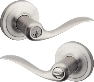 Kwikset Satin Nickel Keyed Lever Door Handle with Lock, Reversible, Pick Resistant Smartkey Security - For Front Doors and Bedrooms