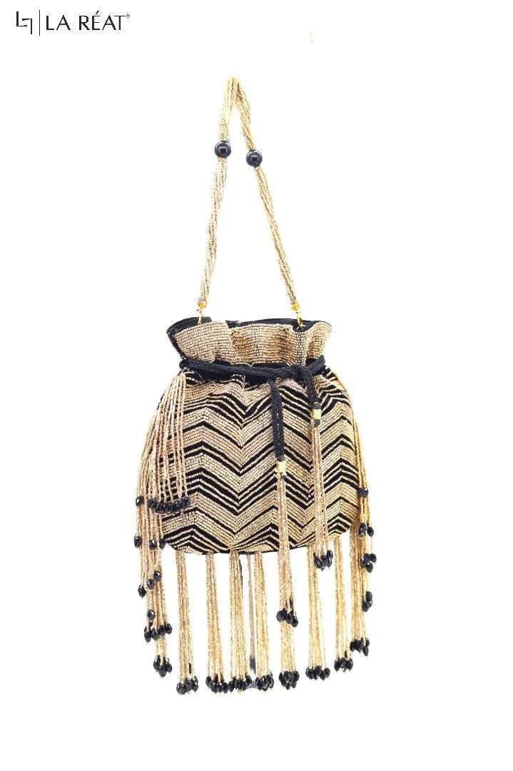 La Reat's Zigzag Women's Bridal Fancy Party Hand Embroidery Potli Bags