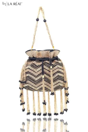 La Reat's Zigzag Women's Bridal Fancy Party Hand Embroidery Potli Bags