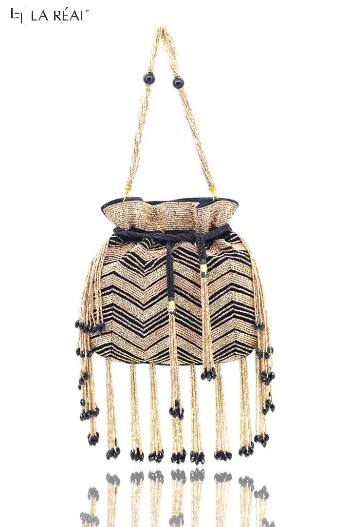 La Reat's Zigzag Women's Bridal Fancy Party Hand Embroidery Potli Bags