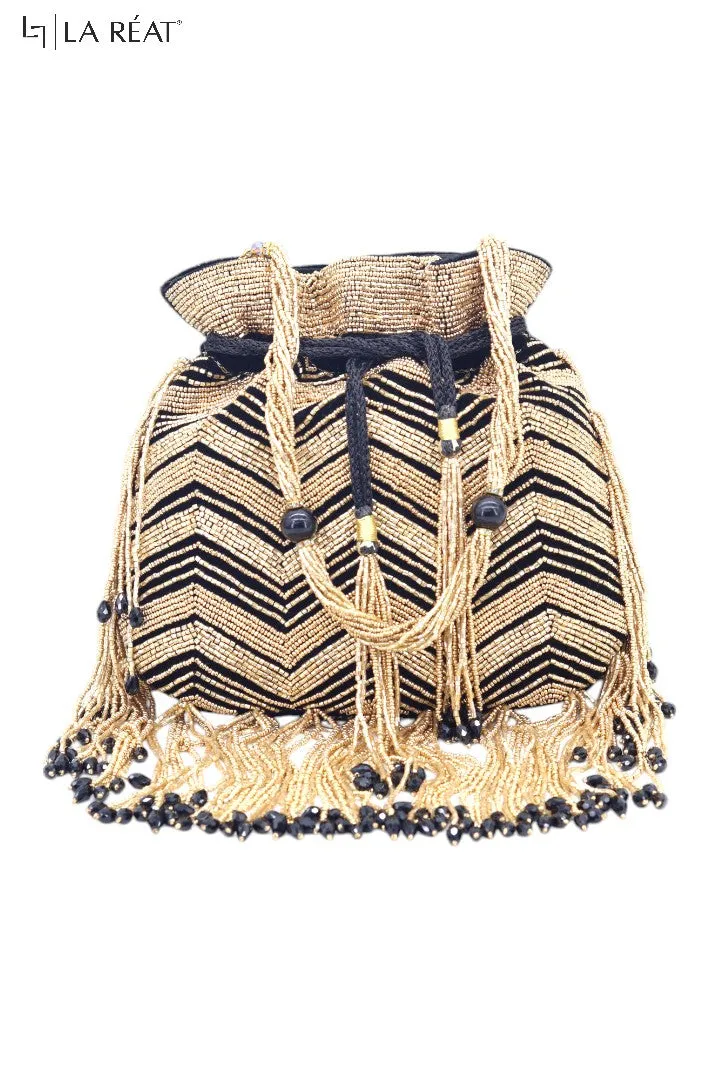 La Reat's Zigzag Women's Bridal Fancy Party Hand Embroidery Potli Bags