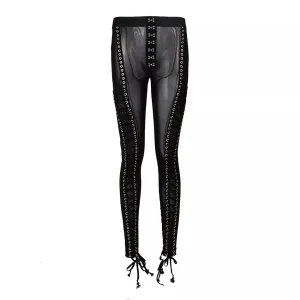 Lace-Up Mesh Leggings