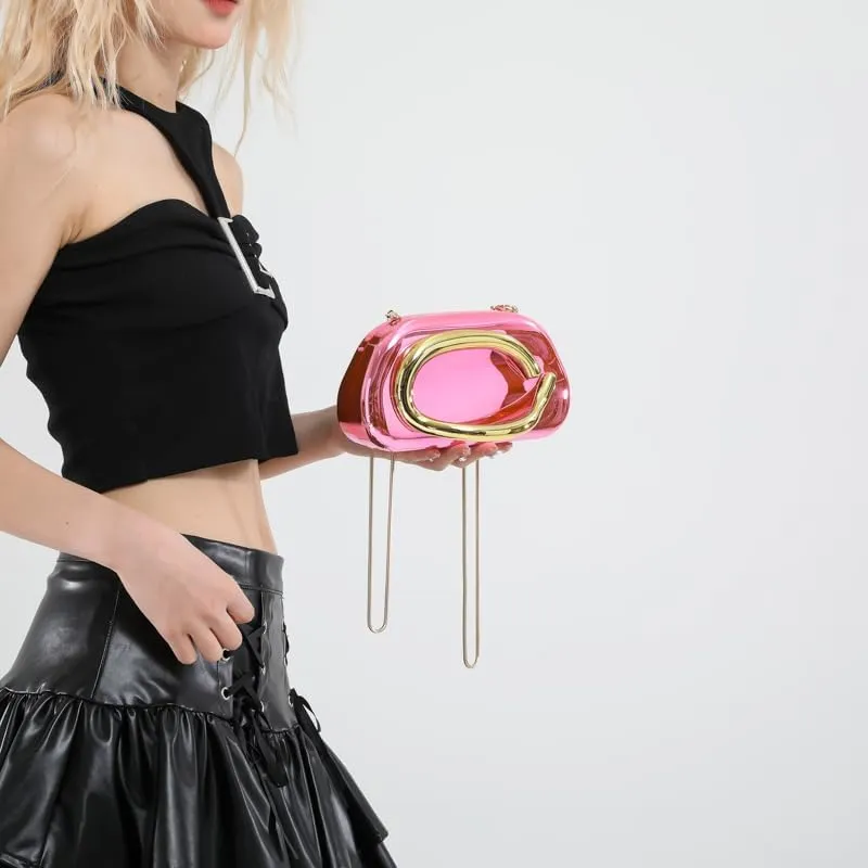 Ladies All-Match Shoulder Bag with Chain Versatile Sling Bag Buckle Elegant Evening Bag Shopping Travel Party Phone