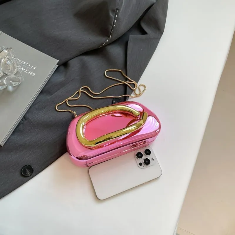 Ladies All-Match Shoulder Bag with Chain Versatile Sling Bag Buckle Elegant Evening Bag Shopping Travel Party Phone