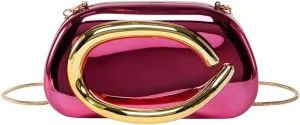Ladies All-Match Shoulder Bag with Chain Versatile Sling Bag Buckle Elegant Evening Bag Shopping Travel Party Phone