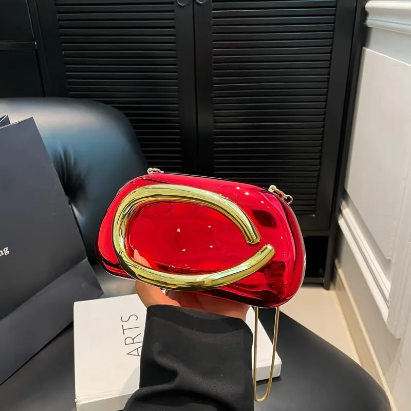 Ladies All-Match Shoulder Bag with Chain Versatile Sling Bag Buckle Elegant Evening Bag Shopping Travel Party Phone