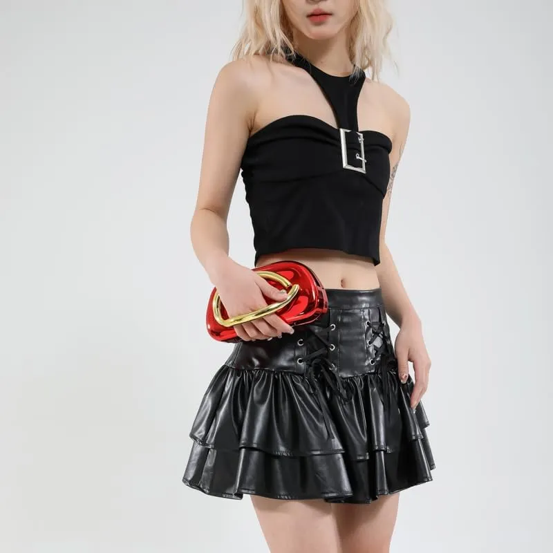 Ladies All-Match Shoulder Bag with Chain Versatile Sling Bag Buckle Elegant Evening Bag Shopping Travel Party Phone