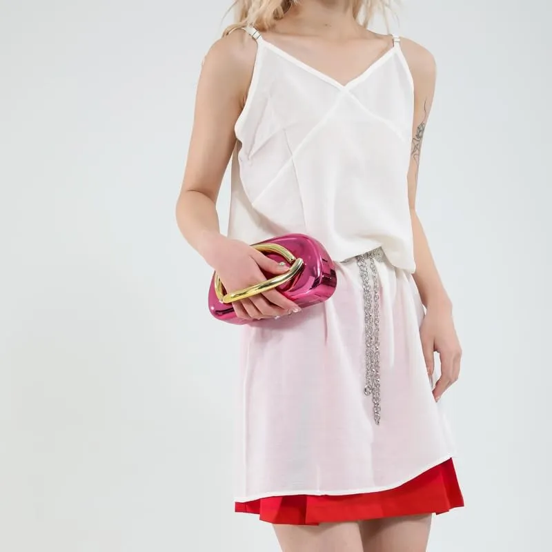 Ladies All-Match Shoulder Bag with Chain Versatile Sling Bag Buckle Elegant Evening Bag Shopping Travel Party Phone