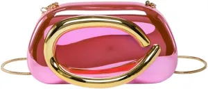 Ladies All-Match Shoulder Bag with Chain Versatile Sling Bag Buckle Elegant Evening Bag Shopping Travel Party Phone