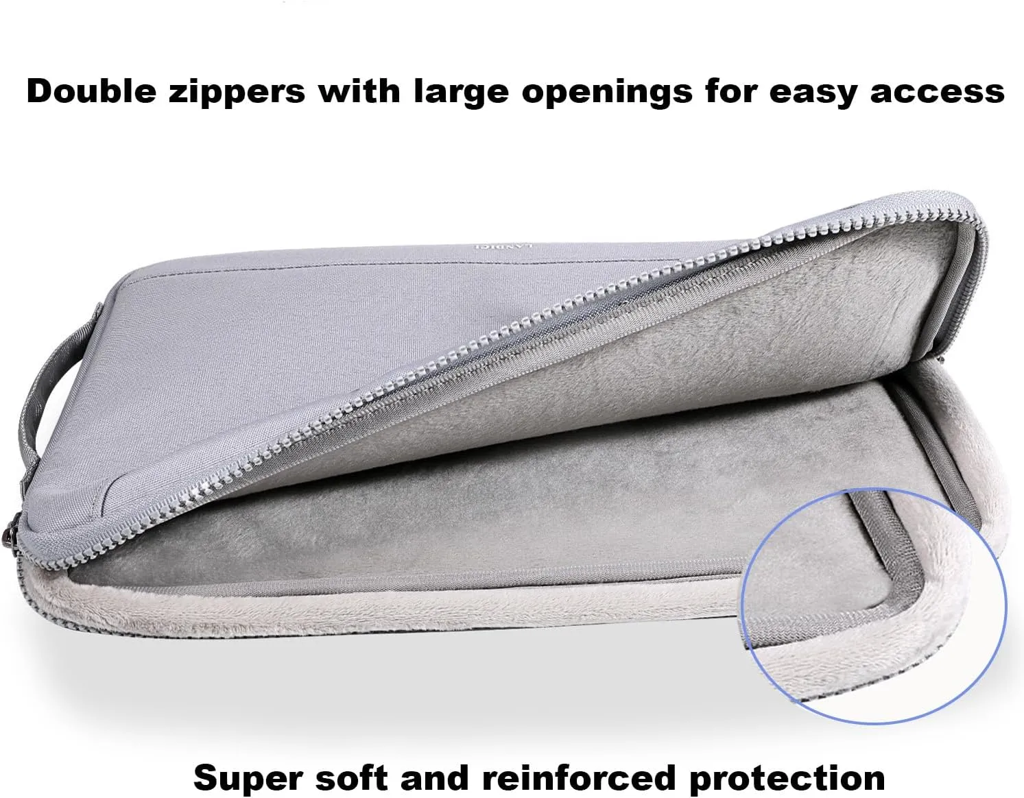 LANDICI 360°Protective Laptop Sleeve Case 15.6 16 Inch with Handle, Waterproof Slim Computer Cover Bag Compatible with MacBook Pro 16, Lenovo Yoga 7i 16, Asus vivobook 15, HP Acer Dell, Grey