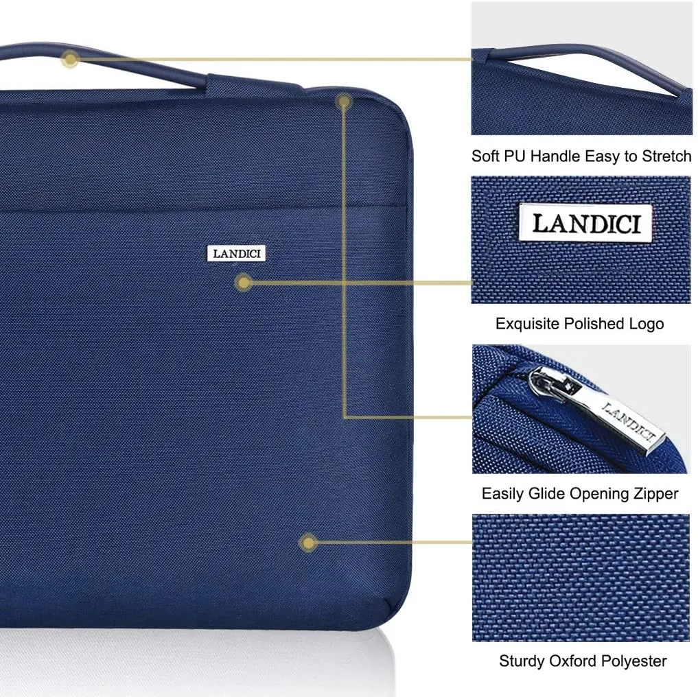 LANDICI Laptop Sleeve Carring Case 15.6 16 Inch,360°Protective Waterproof Computer Cover Bag Compatible with MacBook Air 15,MacBook Pro 15/16 2021,16 Inch Dell Lenovo HP Acer Samsung Notebook,Blue