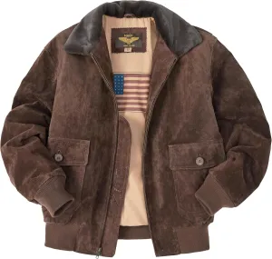 Landing Leathers Men Navy G-1 Leather Flight Bomber Jacket (Also available in Big & Tall)