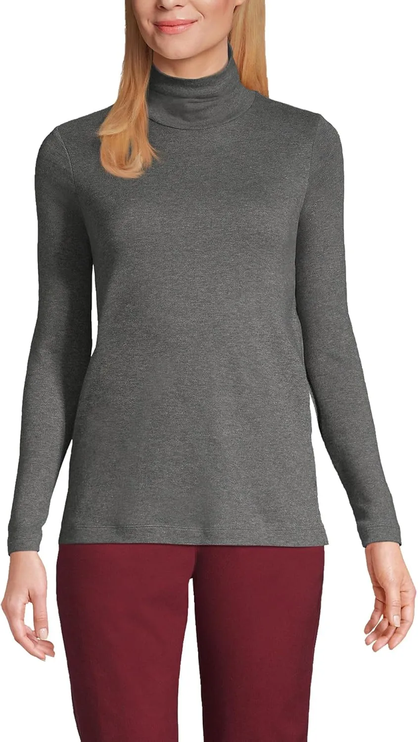 Lands' End Women's American-Grown Supima Cotton Fitted Long Sleeve Turtleneck