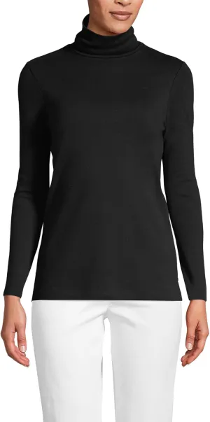 Lands' End Women's American-Grown Supima Cotton Fitted Long Sleeve Turtleneck