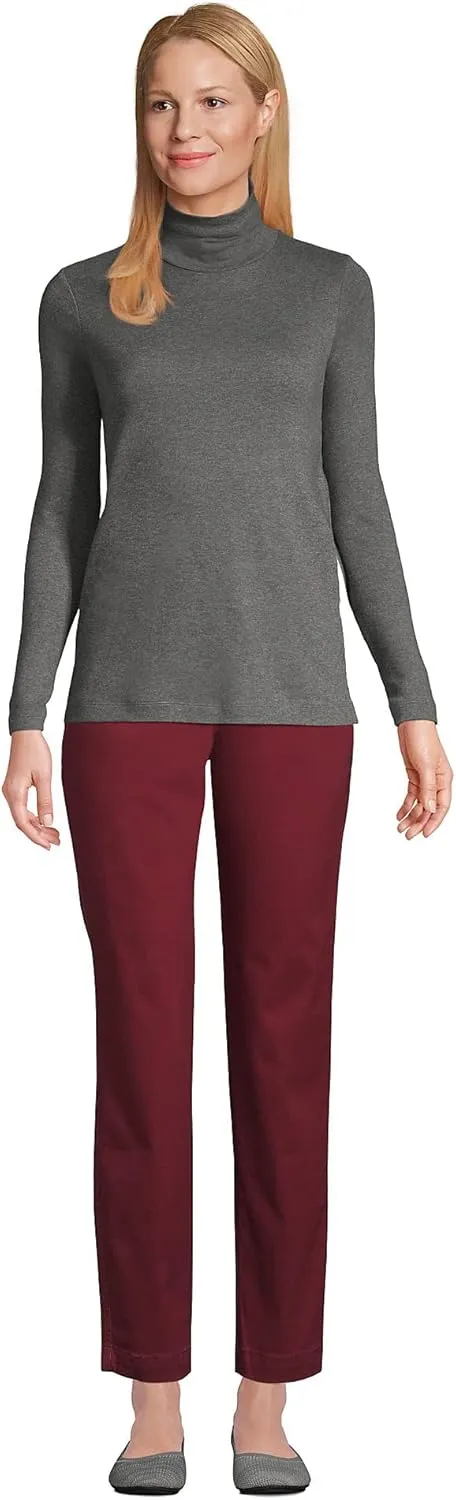 Lands' End Women's American-Grown Supima Cotton Fitted Long Sleeve Turtleneck