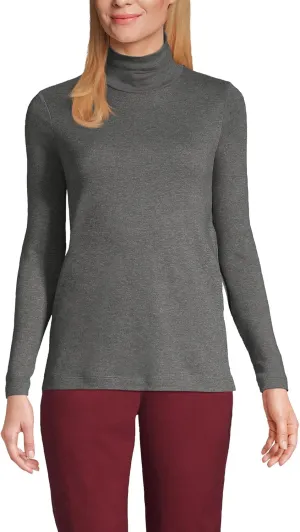 Lands' End Women's American-Grown Supima Cotton Fitted Long Sleeve Turtleneck