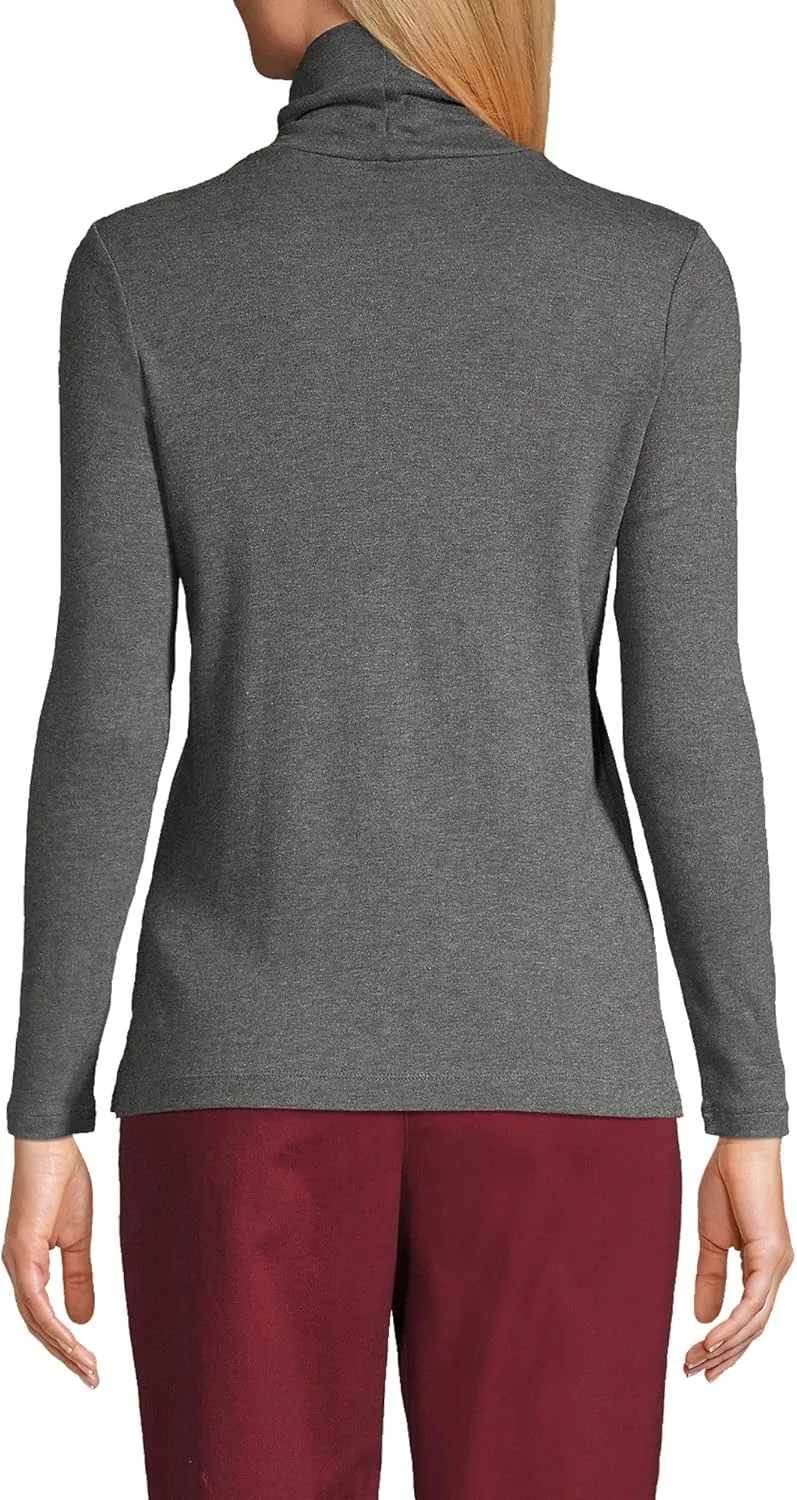 Lands' End Women's American-Grown Supima Cotton Fitted Long Sleeve Turtleneck