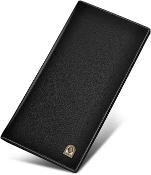 LAORENTOU Genuine Leather Wallet for Men: Bifold with Zipper Coin Pocket, RFID Protected, Slim, Black