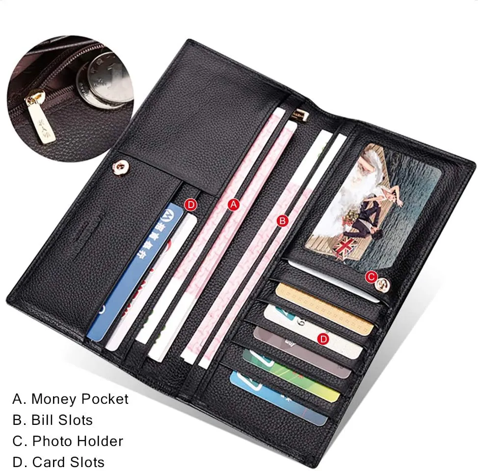 LAORENTOU Genuine Leather Wallet for Men: Bifold with Zipper Coin Pocket, RFID Protected, Slim, Black