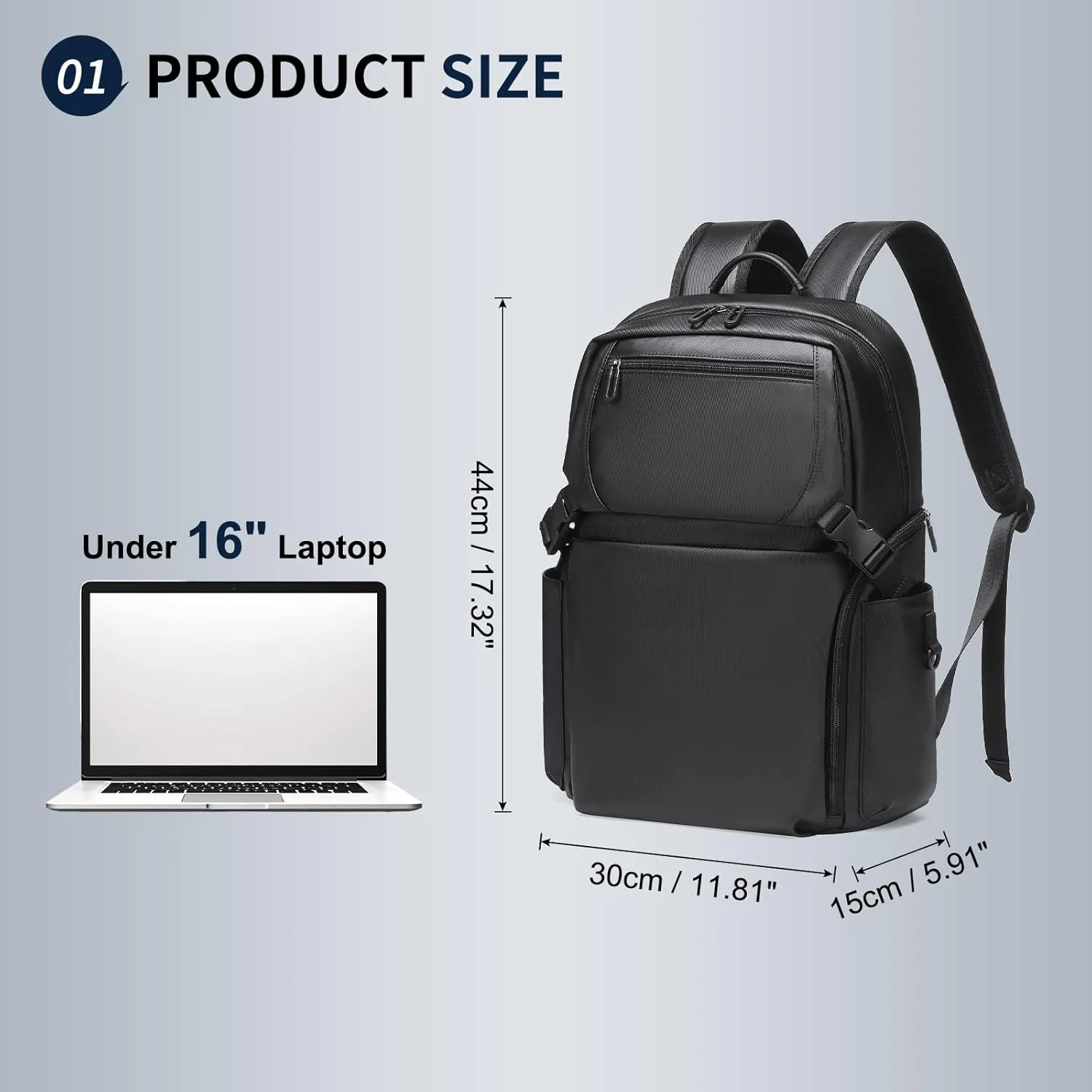 Laptop Backpack Airline Approved 30L for Men Women Fit 16 Inch Laptops Oxford Carry on Luggage Weekender Daypack for Travel Business Work (Black)