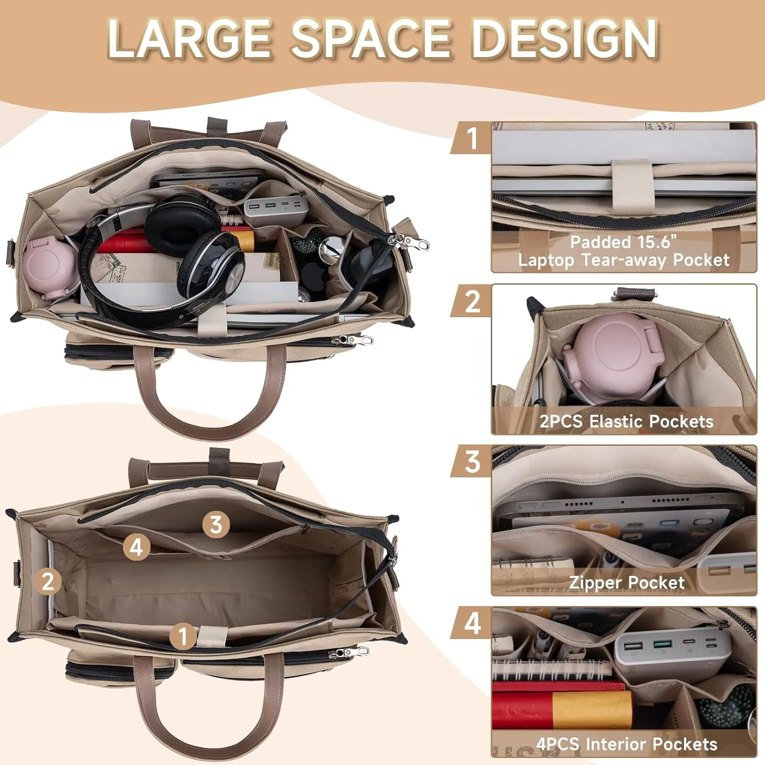 Laptop Bag for Women 15.6 inch Work, Nurse Bag Teacher Tote Bag Professional Laptop Tote, Large Purse Handbag