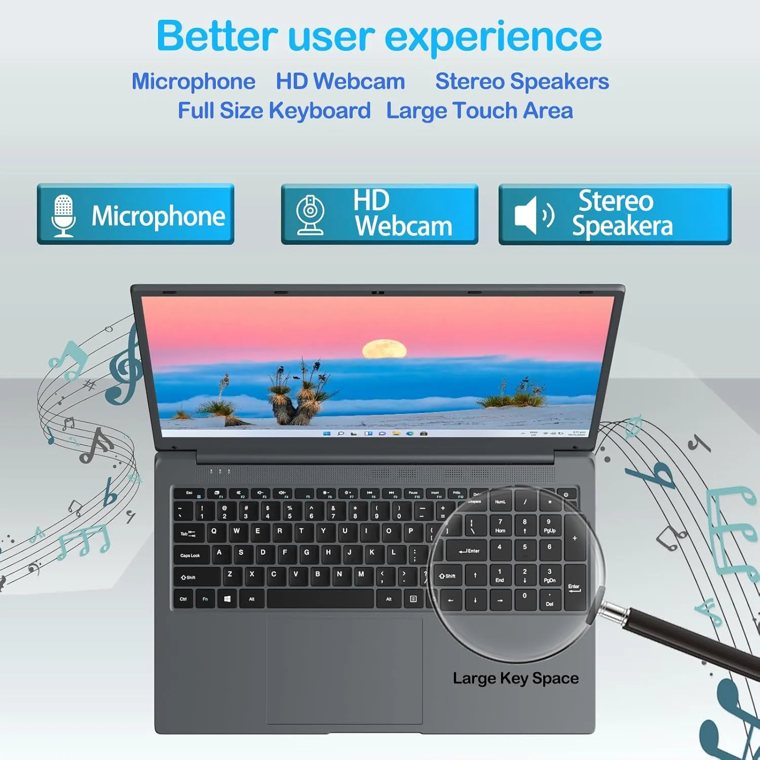Laptop Computer, 17 inch Laptop, Intel Celeron N5095(UP to 2.9GHz) 8GB RAM 512GB SSD, Computers with Windows 11, 1920 x 1080 Display, Type-C, Webcam, Dual Wi-Fi, Buletooth 4.2, HDMI, USB 3.0