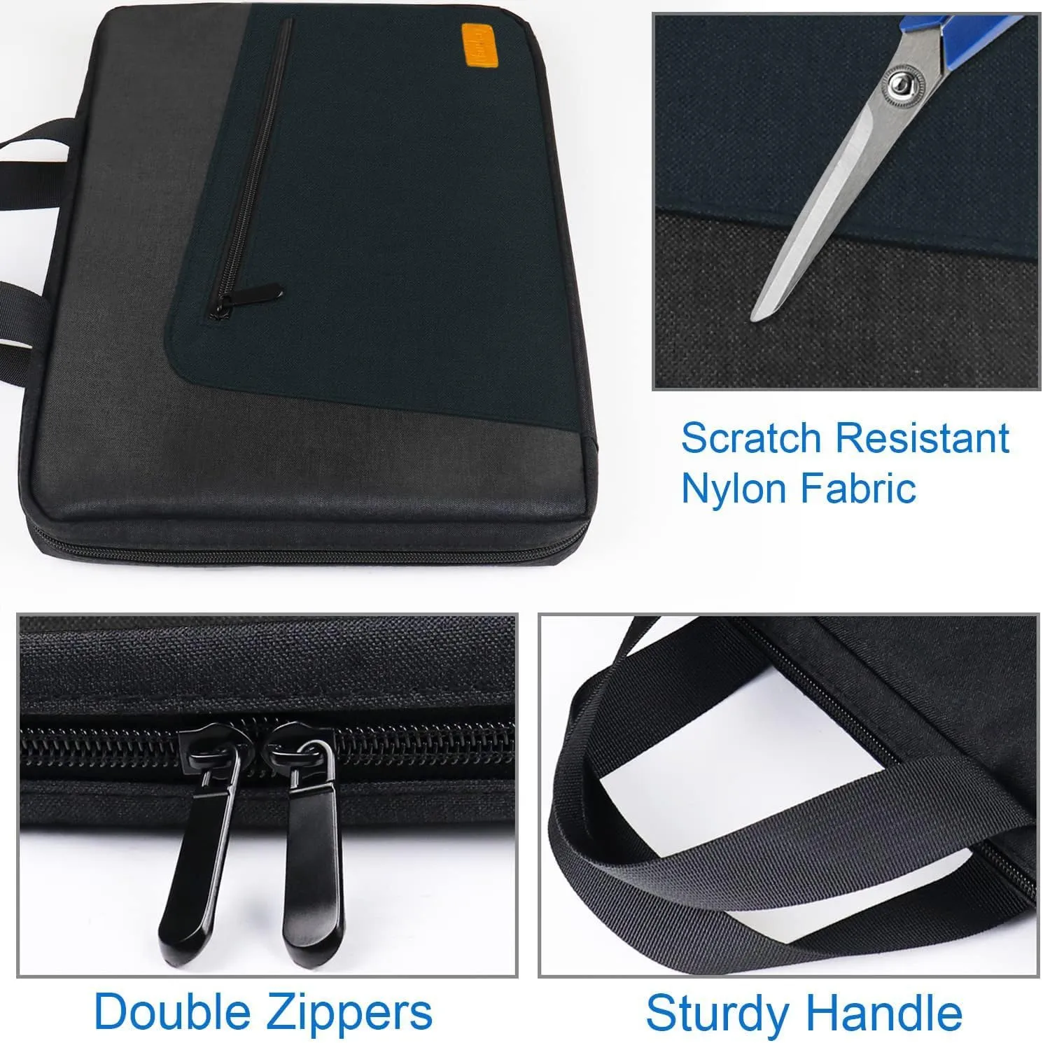 Laptop Sleeve 15.6 Inch,Slim Durable Notebook Computer Protection Case Business Briefcase Handle Bag Compatible with 14 15 15.6 inch MacBook Pro HP Dell Acer Asus Chromebook Computer (Black/Blue)