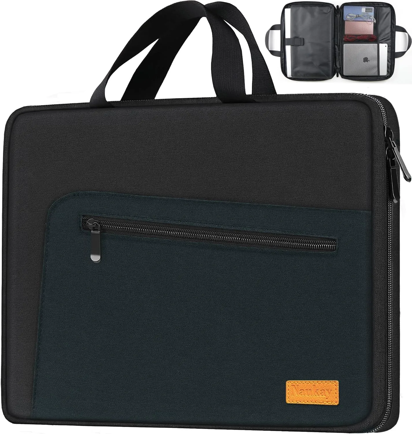 Laptop Sleeve 15.6 Inch,Slim Durable Notebook Computer Protection Case Business Briefcase Handle Bag Compatible with 14 15 15.6 inch MacBook Pro HP Dell Acer Asus Chromebook Computer (Black/Blue)