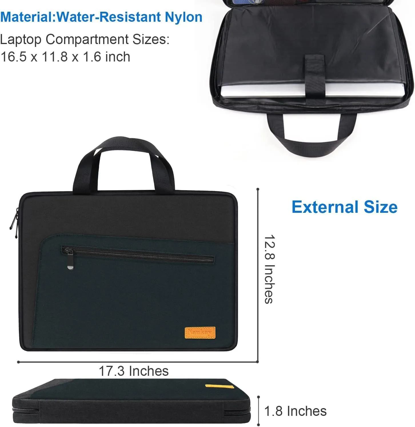 Laptop Sleeve 15.6 Inch,Slim Durable Notebook Computer Protection Case Business Briefcase Handle Bag Compatible with 14 15 15.6 inch MacBook Pro HP Dell Acer Asus Chromebook Computer (Black/Blue)