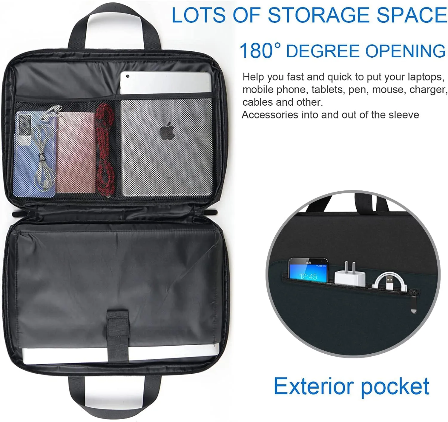 Laptop Sleeve 15.6 Inch,Slim Durable Notebook Computer Protection Case Business Briefcase Handle Bag Compatible with 14 15 15.6 inch MacBook Pro HP Dell Acer Asus Chromebook Computer (Black/Blue)