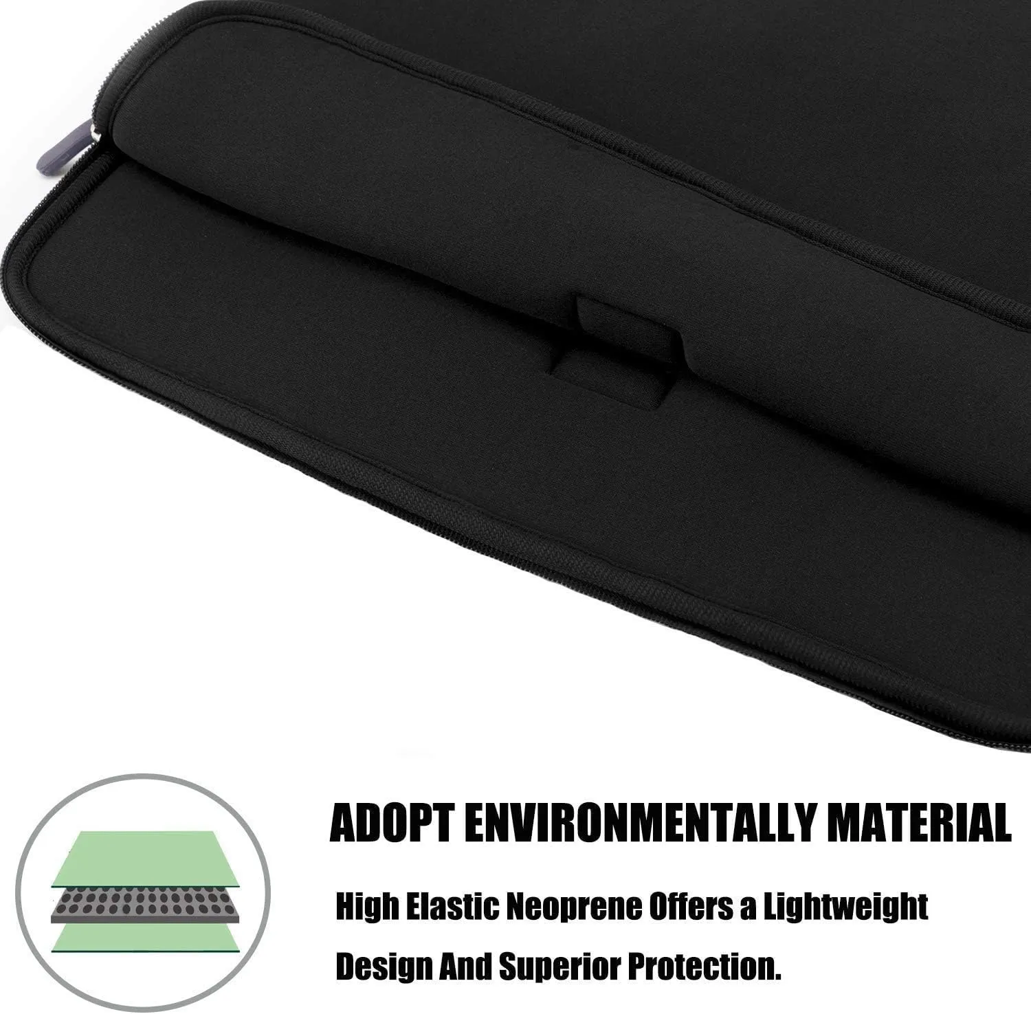 Laptop Sleeve Bag 17 inch, Resistant Neoprene Laptop Sleeve with Handle/Notebook Computer Protective Case Cover/Ultrabook Briefcase Carrying Bag for 17 15.6 Inch Laptop, Computer, Tablet - Black