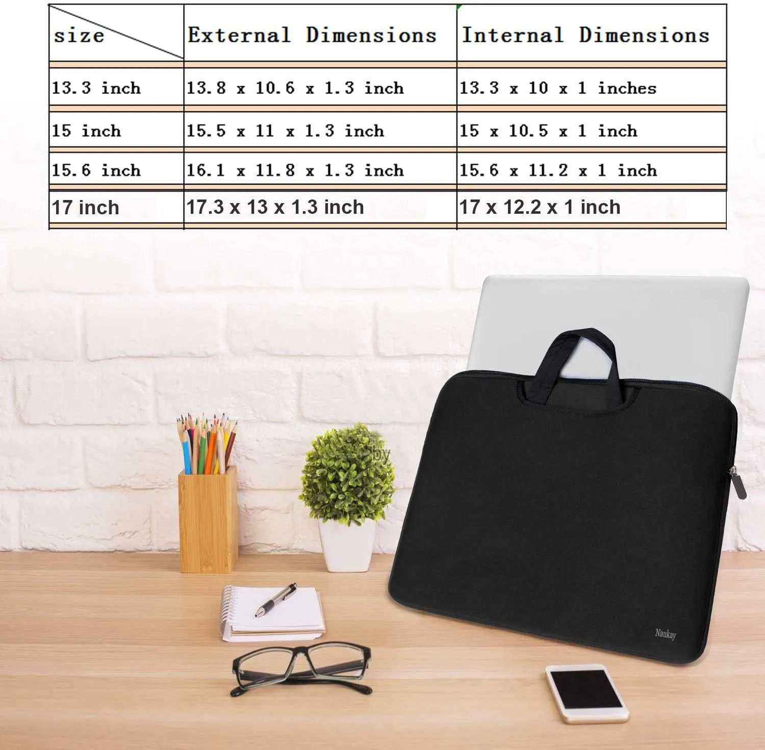 Laptop Sleeve Bag 17 inch, Resistant Neoprene Laptop Sleeve with Handle/Notebook Computer Protective Case Cover/Ultrabook Briefcase Carrying Bag for 17 15.6 Inch Laptop, Computer, Tablet - Black