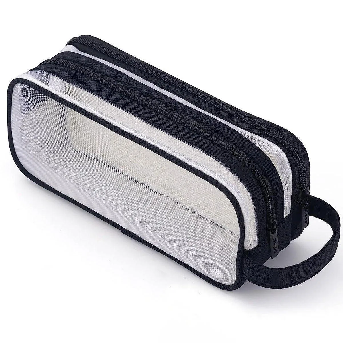 Large Capacity Transparent Mesh Pencil Case School Exam Stationery Bag Boy Girl
