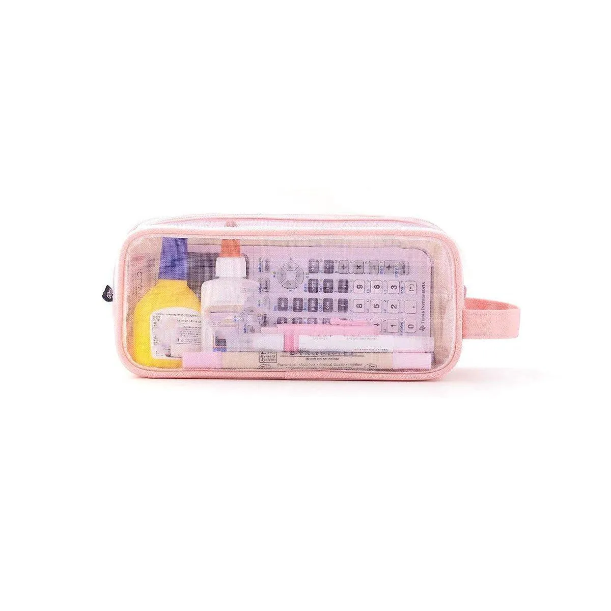 Large Capacity Transparent Mesh Pencil Case School Exam Stationery Bag Boy Girl
