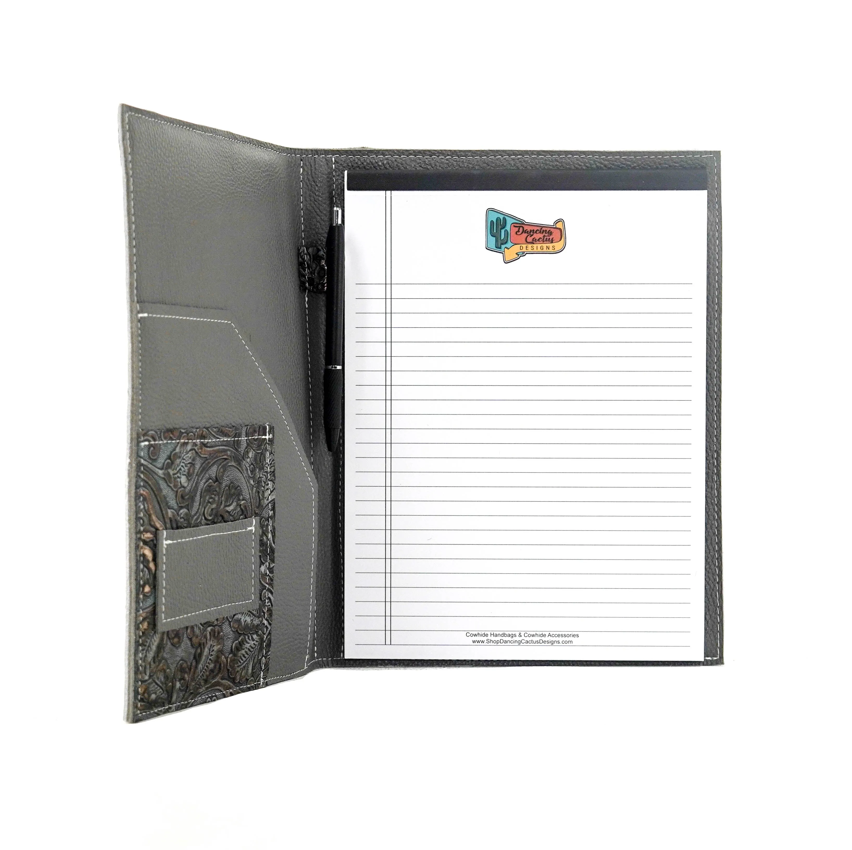 Large Notepad Cover - Black & White w/ Plated Denim Tool