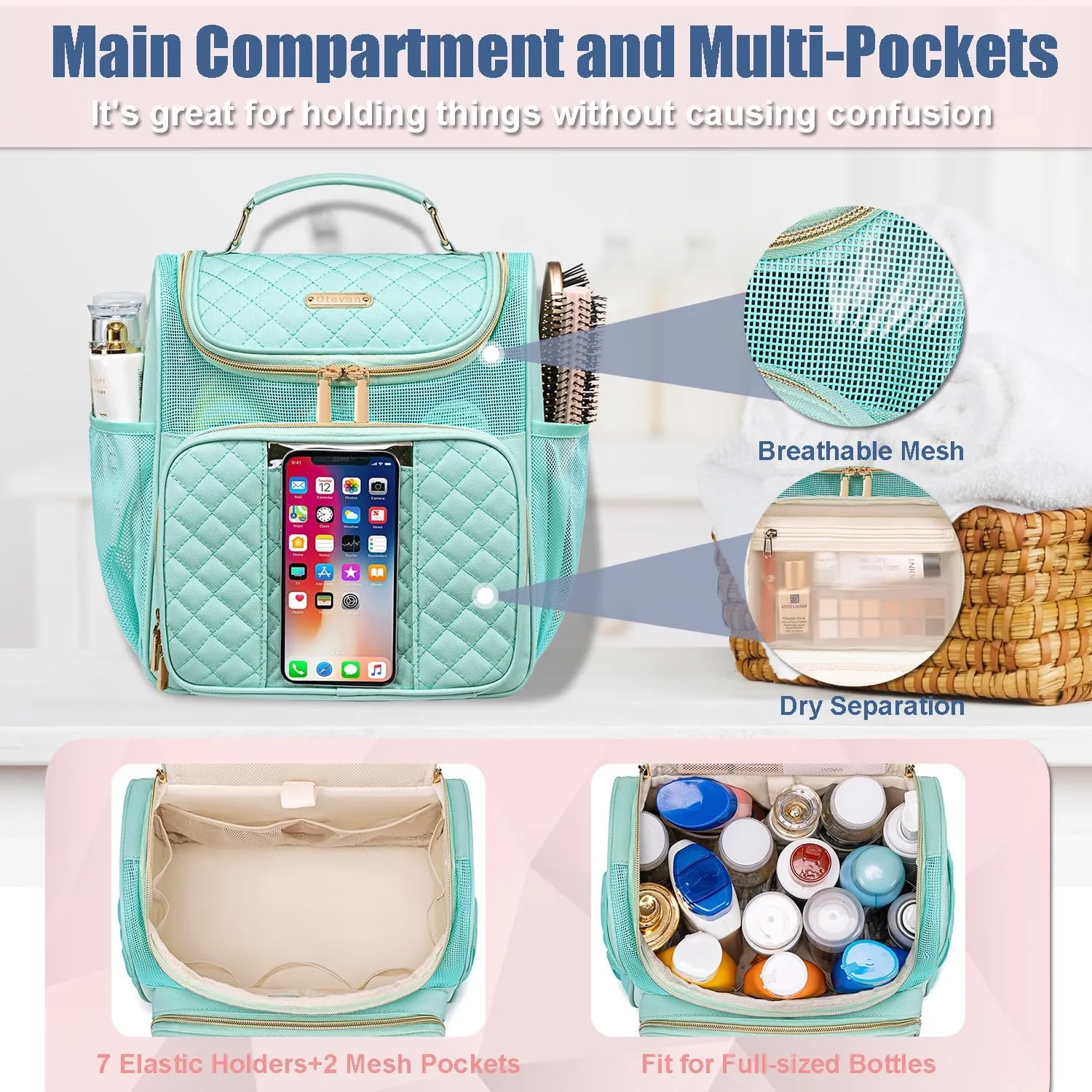 Large Toiletry Bag for Women Men,Portable Shower Caddy For College Dorms,Gym Shower Bag for Women, Quick Dry Hanging Toiletry Bag Bathroom Accessories Bag for Traveling, Camping Essentials