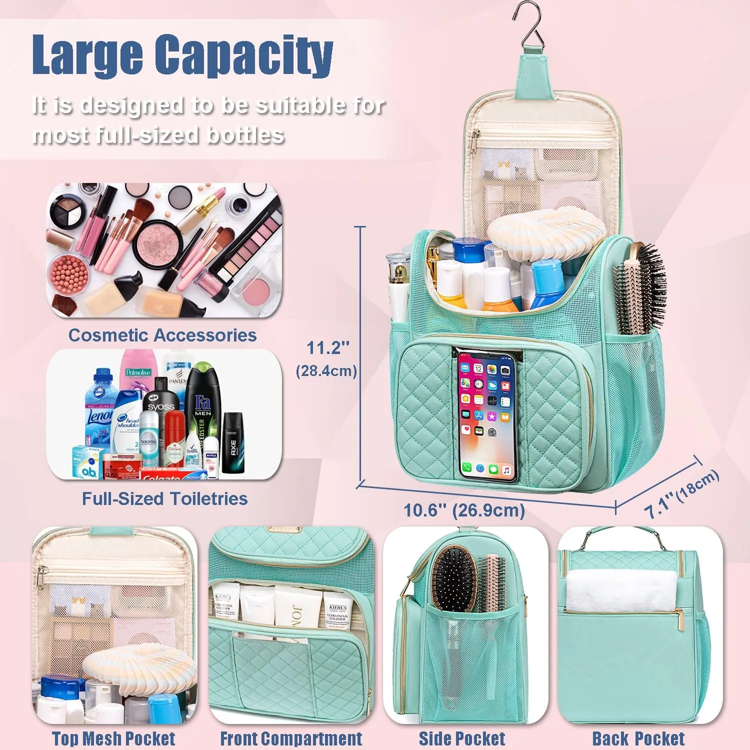Large Toiletry Bag for Women Men,Portable Shower Caddy For College Dorms,Gym Shower Bag for Women, Quick Dry Hanging Toiletry Bag Bathroom Accessories Bag for Traveling, Camping Essentials