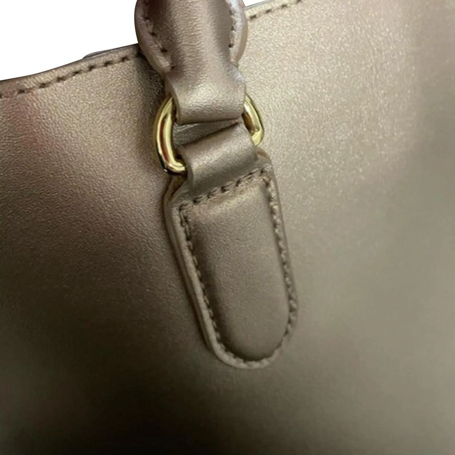 Lauren by Ralph Lauren Double Compartment Satchel Bag in Metallic Gold Leather