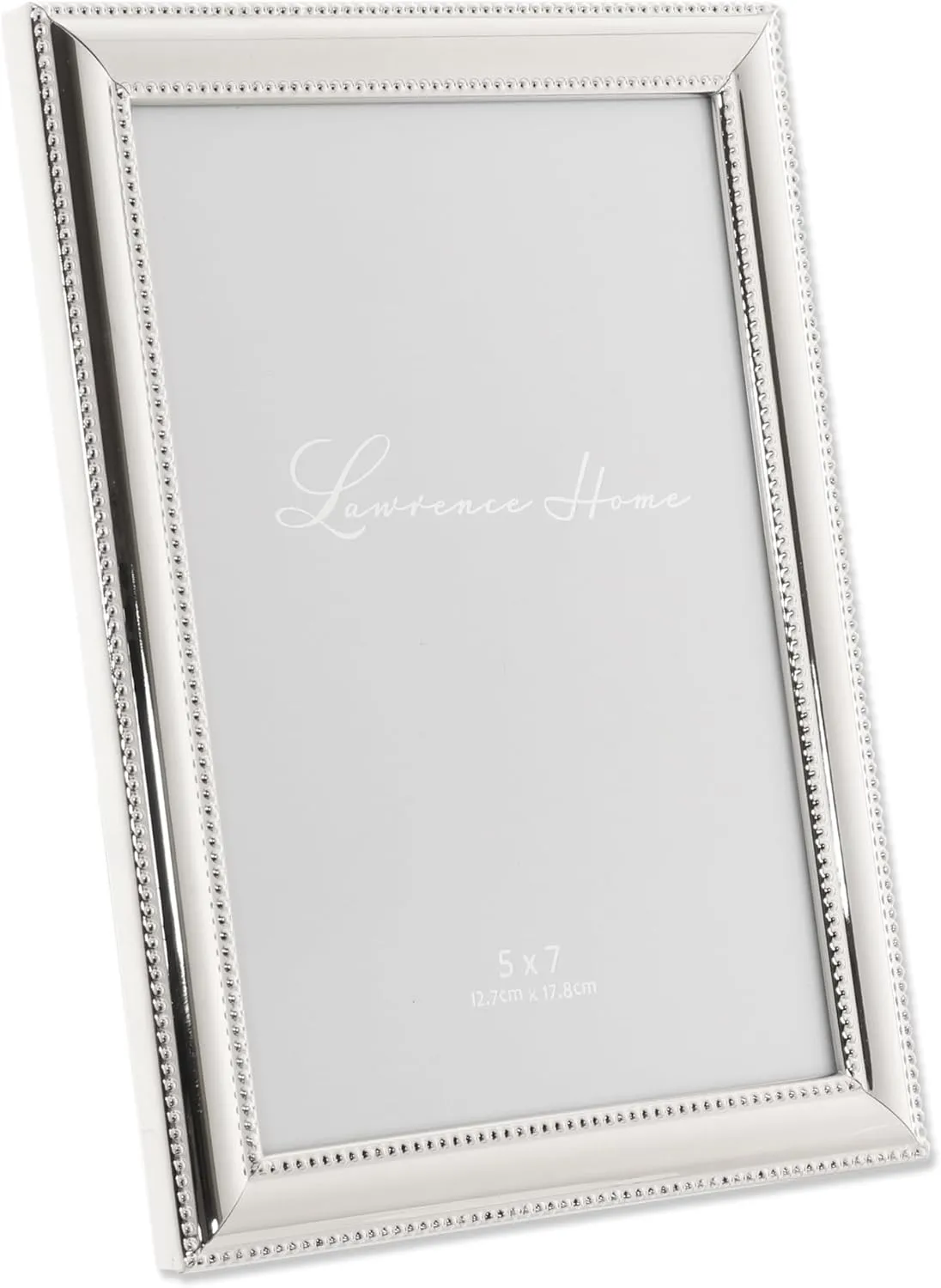 Lawrence Frames 510757 Metal Picture Frame Silver-Plate with Delicate Beading, 5 by 7-Inch