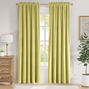 Lazzzy Light Green Velvet Blackout Curtains 84 Inches Long Thermal Insulated Drapes for Bedroom Living Room Darkening Window Treatments Rod Pocket 2 Panels, Citron