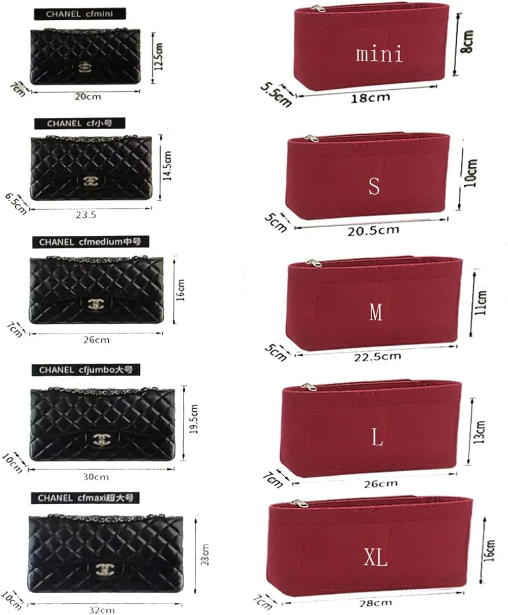 Lckaey Bag Organizer Insert for Classic Flap Medium bag Shaper Purse Insert - Premium Handbag Felt Organizer 2009black-M
